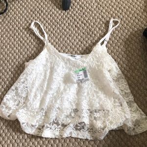 White floral Crop Tank Top